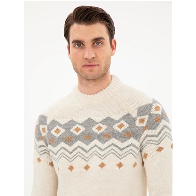 Ecru Slim Fit Half Fisherman Salline Knitwear Казах