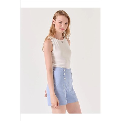 Сиреневые габардиновые шорты узкого кроя с высокой талией 23SS1023