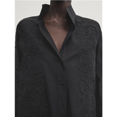 Camisa popelín 100% algodón detalle bordado
