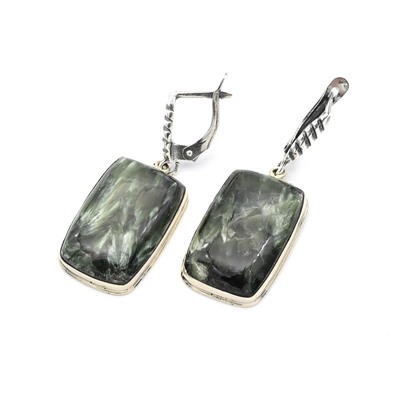 Серьги серафинит 16*24мм.