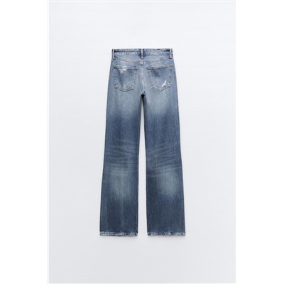 JEANS TRF WIDE LEG ROTOS TIRO ALTO