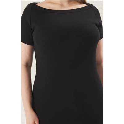 Черный оборудованный воротник Wick CashCorse вязание Big Size Blouse TBBSS25AF00047