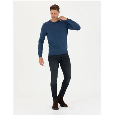 Indigo Melanj Slim Fit Bike Collar Основной вязаный свитер