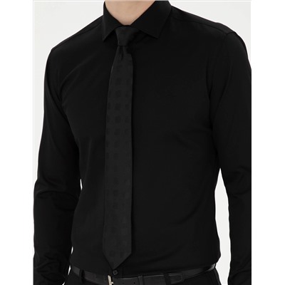 Черный бывший Slim Fit Основная рубашка с длинным рукавом