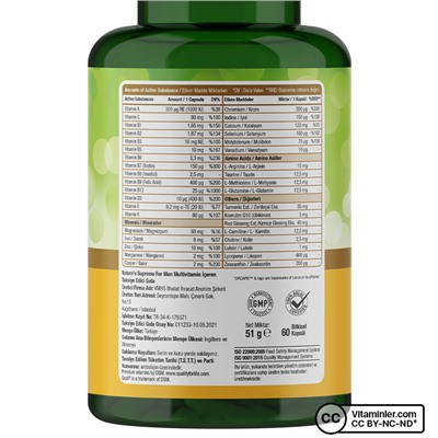 Nature's Supreme Мультивитамины для мужчин 60 капсул
