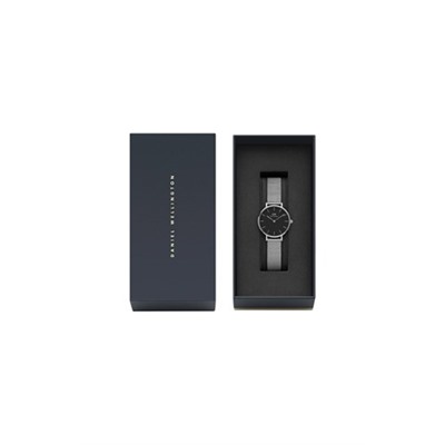 Reloj de cuarzo de acero Sterling - 28 mm - Plateado y negro
