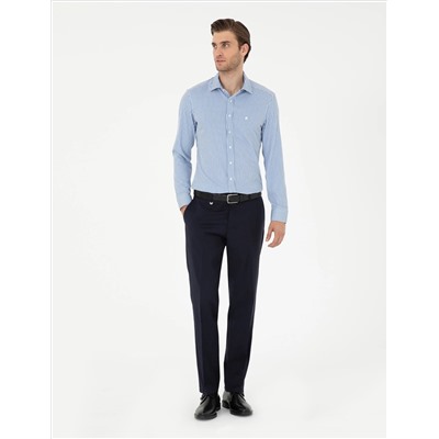 Синий полосатый бывший. Slim Fit рубашка с длинным рукавом