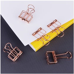 УЦЕНКА - Зажимы для бумаг 19мм, MESHU "Rose Gold", 6шт., пакет с европодвесом