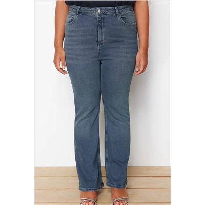 Синяя высокая талия комфорт испанский пахта Flare Fit Jean TBBSS24CJ00046