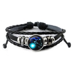 BS261-10 Светящийся кожаный браслет Знаки Зодиака - Телец