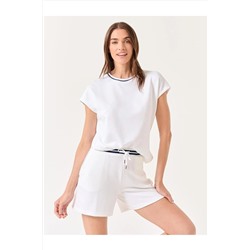 Белые шорты с завышенной талией и поясом 23SS020005