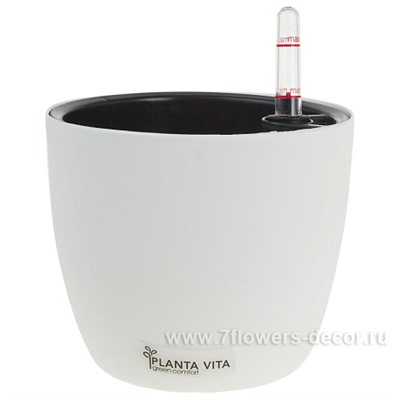 Кашпо PLANTA VITA "Round Matt white" с автополивом (пластик), D15xH13 см