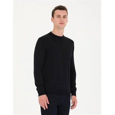 Black Slim Fit Half Fisherman воротник базовый вязаный свитер