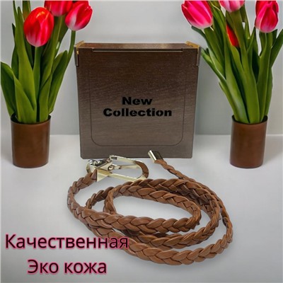 Ремень женский косичка 1х105 см Р14 коричневый