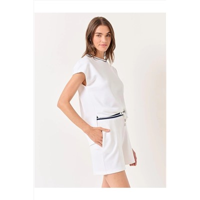 Белые шорты с завышенной талией и поясом 23SS020005