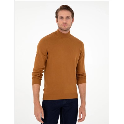 Brown Slim Fit Half Fisherman воротник базовый трикотажный свитер