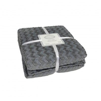 Плед KARVEN Super Soft BENZIA 200*220 п/э евро Р 944 т.серый (Акция).