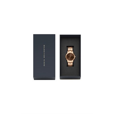 Reloj de cuarzo de acero Amber 32 mm - Rosa dorado y marrón