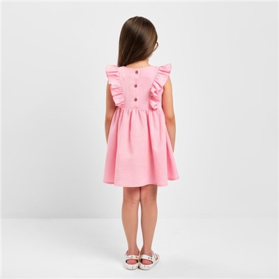 Платье детское с рюшей KAFTAN «Муслин», размер 32 (110-116 см), розовое