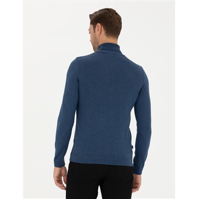 Индиго меландж Slim Fit Friendman воротник основной трикотажный свитер