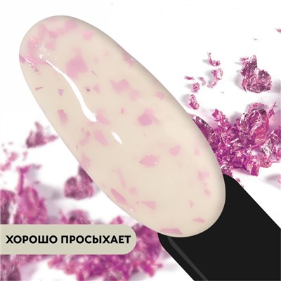 Гель лак для ногтей, молочный, с поталью, 3-х фазный, 8мл, LED/UV, цвет белый/розовый (05)