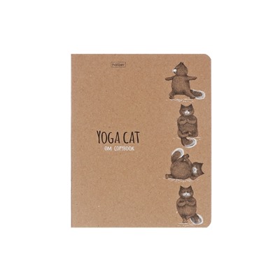 Тетрадь 48 листов в клетку, Animals Yoga, обложка крафт-картон, МИКС