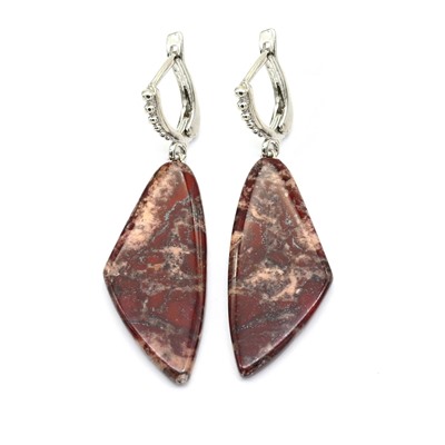 Серьги из яшмы уральской 16*34мм, 7г
