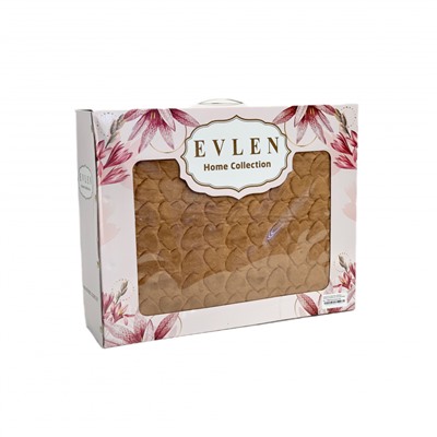 Плед EVLEN Super Soft СЕРДЦЕ 180*240 в коробке п/э Р 945 коричневый (Акция)