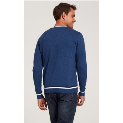 Пуловер однотонный мужской с V-образной горловиной F021-15-0046 jeans melange
