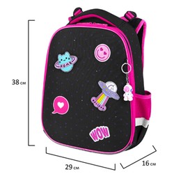 Ранец BRAUBERG PREMIUM, 2 отделения, с брелоком, "Space sweets", LED-ЛАМПОЧКИ, 38х29х16 см, 272020