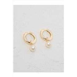 Стильные серьги-клипсы с белым жемчугом 23SX810004
