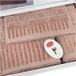 Набор полотенец Карвен Lux Cotton PIANO махра 30*50/50*90/70*140  HS 1709 v3 pudra/пудровый (Акция)