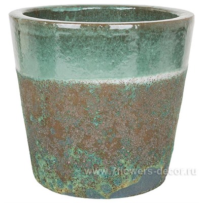 Кашпо керамика Nobilis Marco "S-green Round", D30хH28 см
