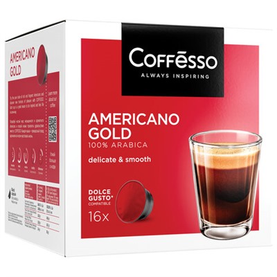 Кофе в капсулах COFFESSO "Americano Gold" для кофемашин Dolce Gusto, 16 порций, 102152