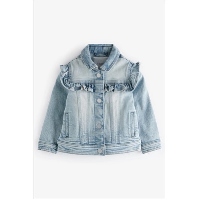 Mid Blue Frill Shoulder Denim Jacket (3-16yrs)