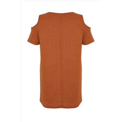 Brown A-Line Cupt-Out Detailly Ditting Dress TBBSS22EL2986