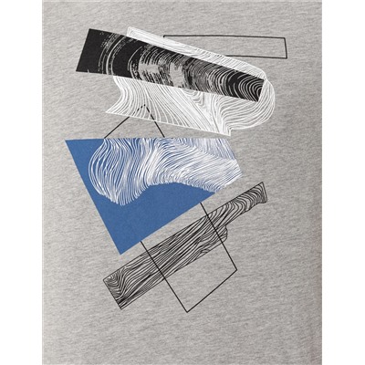 Светло -серый меландж Slim Fit Print Print Cycling Bike T -For