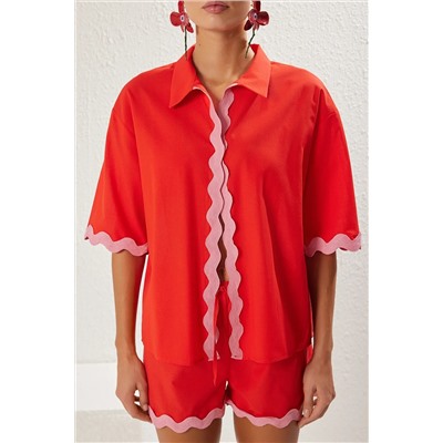 Kimono Shorts Beach Team с аксессуарами Red Pink Strip Tbess25au00047