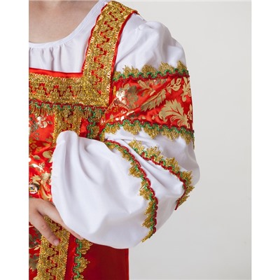 Русский народный костюм «Любавушка», платье-сарафан, кокошник, р-р 30, рост 110-116 см, красный