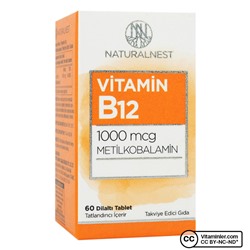 NaturalNest Витамин B12 1000 мкг 60 подъязычных таблеток