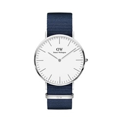 Reloj de cuarzo de tela nato Classic Bayswater 40 mm - Azul y plateado