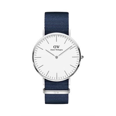 Reloj de cuarzo de tela nato Classic Bayswater 40 mm - Azul y plateado