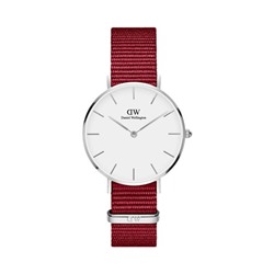 Reloj de cuarzo de tela Roselyn - Burdeos y plateado