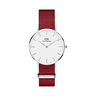 Reloj de cuarzo de tela Roselyn - Burdeos y plateado