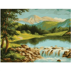 Картина по номерам на холсте ТРИ СОВЫ "Горная река", 40*50, с акриловыми красками и кистями