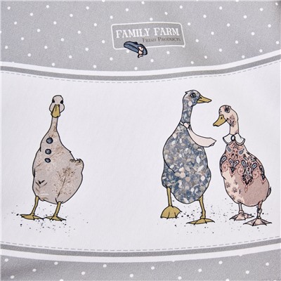 СКАТЕРТЬ КРУГЛАЯ "FAMILY FARM" 150 СМ ,100% ХЛОПОК,СЕРЫЙ ,ТВИЛ, ПРОПИТКА
