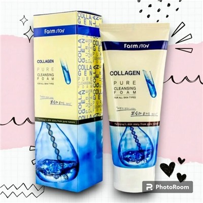 FarmStay Пенка для умывания "Коллаген" Collagen Pure Cleansing Foam, 180мл