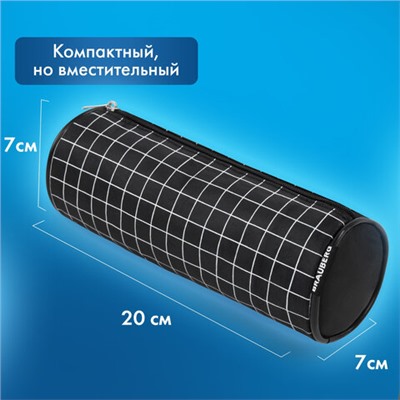 Пенал-косметичка BRAUBERG, Checkered, черный, 20х7х7см, 272298