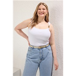 Белый аксессуарный вязаный вязание Blought Blouse TBBSS25AF00091