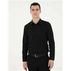 Black Slim Fit рубашка с длинным рукавом Amelor